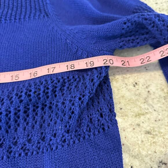 Chelsea & Theodore Womens Plus Size XXL Pullover Sweater Cobalt Blue Open Knit - Picture 5 of 7